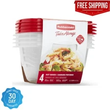 Rubbermaid TakeAlongs 5.2 Cup Deep Square Food Storage Containers, Set of 4, Red