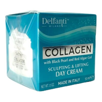 Delfanti Milano Collagen Day Cream with Black Pearl & Red Algae Gel 1.7 oz/50 mL
