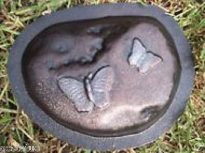 Butterflies rock mold 8/" x 1/" thick reusable plaster concrete resin mould