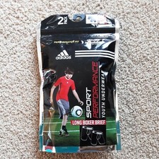 Adidas NEW Youth Sport Performance Climalite Long Boxer Brief Underwear 2-Pk Sm