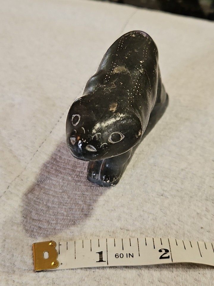 Vintage Inuit Soapstone Carving of Animal Beaver ? Eskimo Art Signed