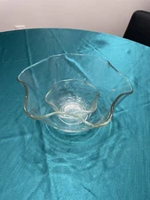 Vintage heavy clear glass chip and dip set with wavy edge BOGO