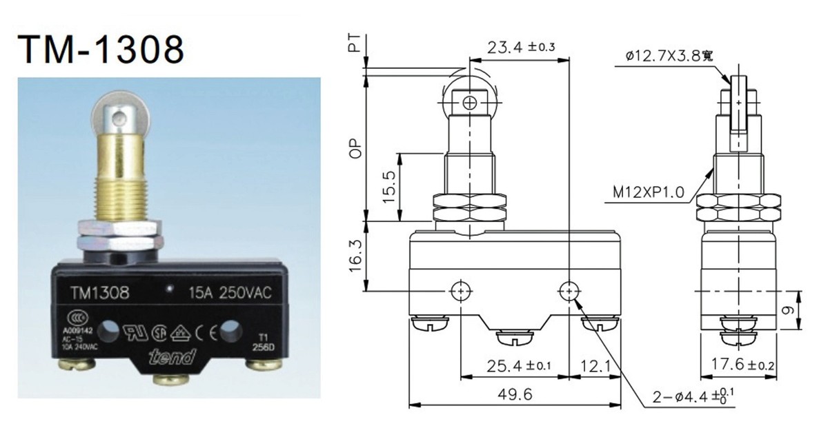 1pc Limit Switch TM1308 TM-1308 10A 250VAC UL VDE Tend Taiwan
