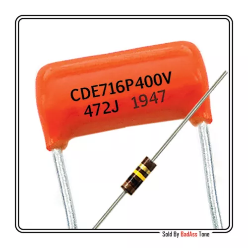 Treble Bleed .0047uf 400V Orange Drop - 100K A Bradley Resistor 1/4W - Qty: (1)