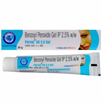 Persol AC Wallace Benzoyl Peroxide 2.5 Gel 30 GM for acne, pimples,blemishes-UK