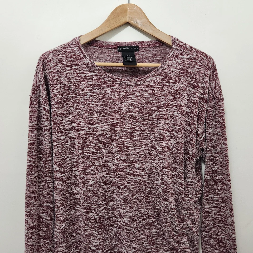 Suéter para mujer DESIGN HISTORY rojo blanco jaspeado manga larga cuello redondo talla S Foto 2 de 4