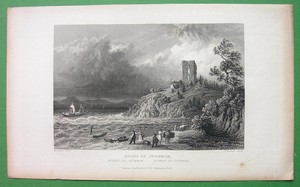 GERMANY-Ruins-of-Sponeck-Castle-on-Rhine-River-1832-Antique-Print