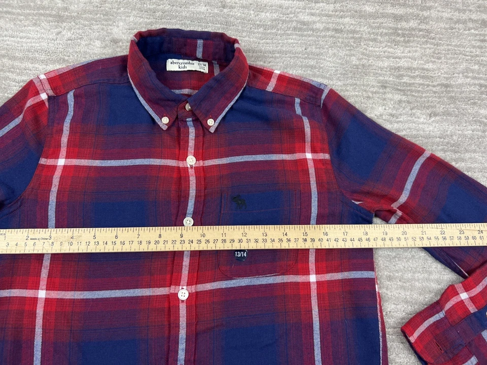 Camisa Abercrombie Niños Niñas 13/14 Manga Larga Franela a Cuadros A&F Foto 4 de 4
