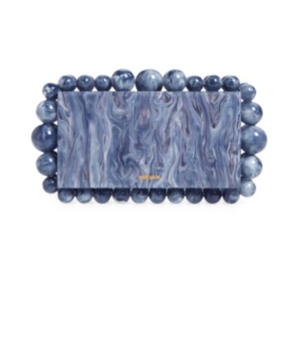 Cult Gaia EOS Beaded Acrylic Clutch In Slate