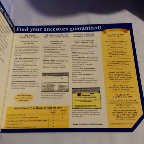 Family Tree Maker Version 5 10-CD Gift Set PC WIN 95/98 Broderbund NEW - Picture 13 of 13