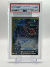 DAME SARR 2024 BOWMAN CHROME UNIVERSITY 1st GOLD AUTO /50 #17 PSA 10 DUKE