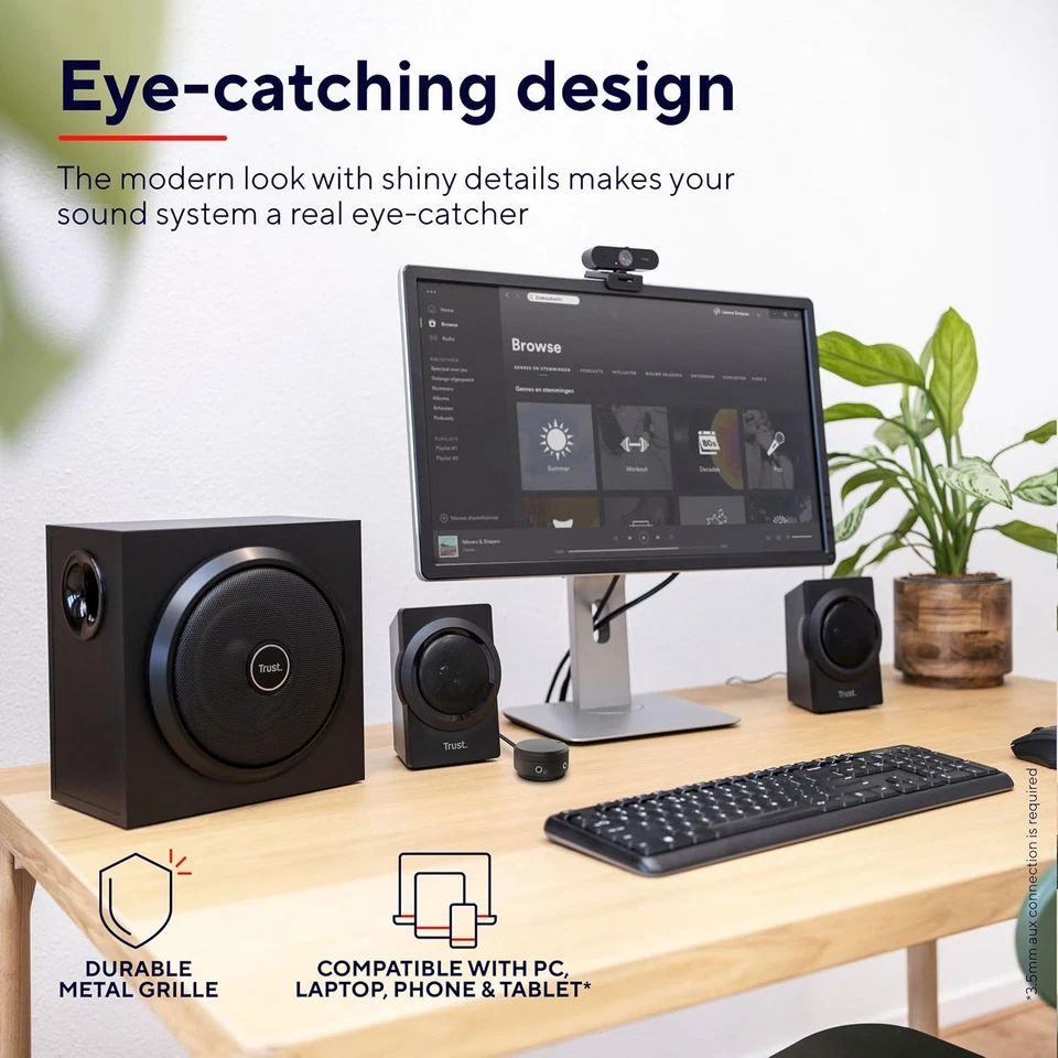 Trust Yuri Altoparlanti 2.1 Subwoofer 120W in Legno per PC Laptop Smartphone - Bild 3 von 4