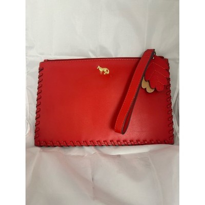   Emma Fox Red Wristlet Clutch with Gold Fox Accent