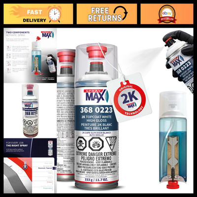 High Gloss White Spray Paint - 2K Topcoat, Durable Finish, Easy Application