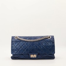 Sac porté épaule Chanel 2.55 Cuir Bleu Vintage Authentique