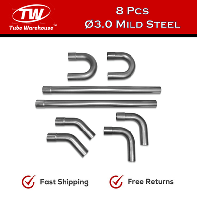 #ad 8Pcs 3quot;OD DIY Custom Exhaust Tubing Mandrel Pipe Steel Universal Kit 8Pieces $73.99