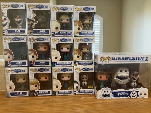 Frozen series 1 And 2 Funko pop Lot 13 W/ 3 Pack. Elsa Anna Sven Olaf Kristoff