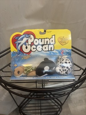 1998 Galoob Toys Vintage Pound Ocean Pufferfish, Sea Turtle And Orca.