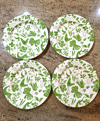 Anthropologie Biscuit Boreal Forest Porcelain Dinner Plates (4)