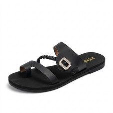 Women Flat Sandals Summer Casual Slip On Buckle Comfort Slides