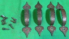 4 Hammered Copper Drawer Pull Door Handle Colonial 5” Long 3 1/4” Center Holes