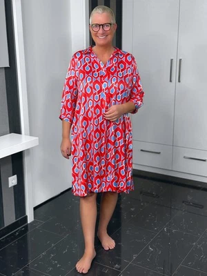 MILANO ITALY - Hemdblusenkleid Riviera / rot-hellblau - Bild 1 von 4
