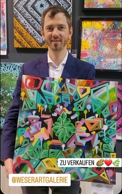 Bild 50×50 Gemalde Kunst Handgemalt Acryl 3d ABSTRAKT H2O WASSER GRAFFITI MODERN