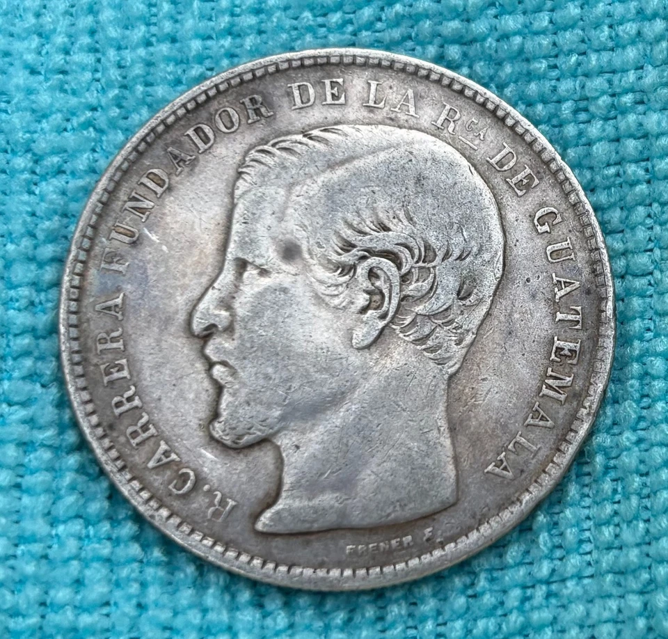 1867 R Guatemala UN PESO 90.3% Silver Rafael Carrera KM#186 - Image 2 of 4