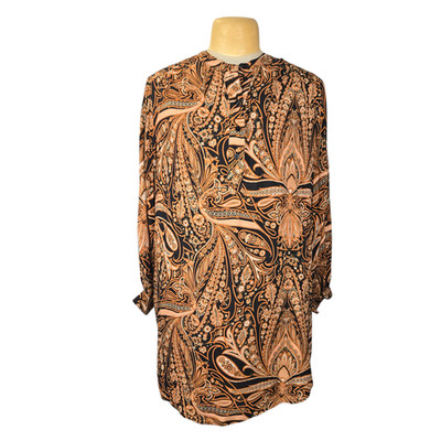 Richard Allan x H&M Women's US 12 Black Orange Paisley Tunic Blouse Top Artsy