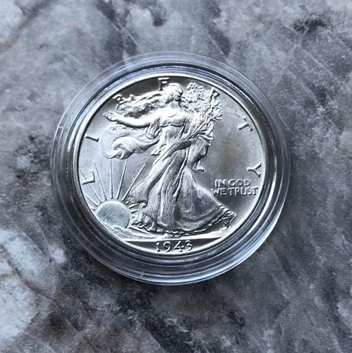 1943-D UNCIRCULATED WALKING LIBERTY SILVER HALF DOLLAR