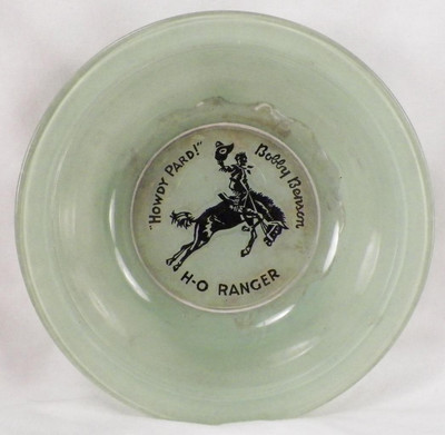 Bobby Benson Bowl Glass Jadeite Green Fired On Color Cartoon 1950s