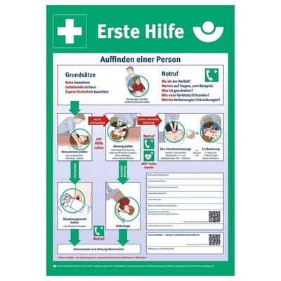 Erste Hilfe Aushang bei Unfällen mit elektrischen Strom 380x580mm Kunststoff 1mm