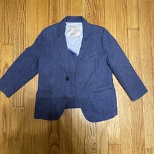 Zara Boys Collection Blazer Navy Blue Size 3/4 Tailor Fit Button Front Preppy