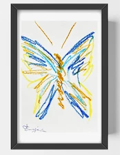 GUAJARDO Original Expressionism Butterfly Burst 9X6 Paper Signed Art