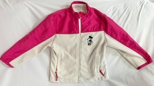 Vintage Disney Store Minnie Mouse Pink Cream Zip Fleece Jacket Kids Small 5/6