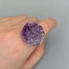 Natural Stone Rough Ring Amethyst Raw Adjustable Rings Jewelry Gift Party