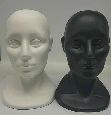 Mannequin homme tête mannequin en plastique dur couleur noir et blanc... - Photo 1/4