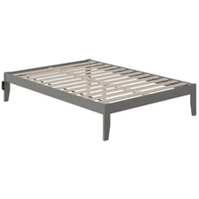 Bowery Hill Modern Solid Wood Full Bed with USB Charging Station in Gray