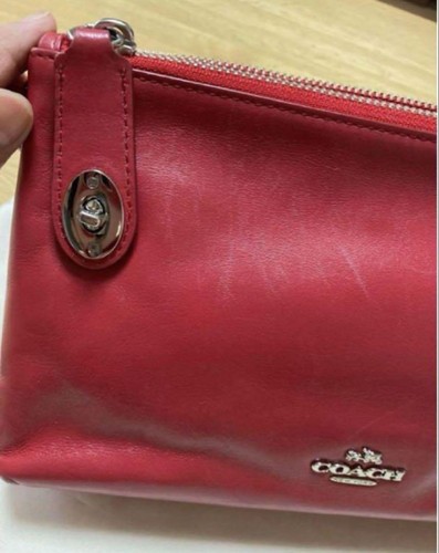 COACH shoulder bag red leather F57544 old luxury authentic USA good condition - Picture 6 of 12