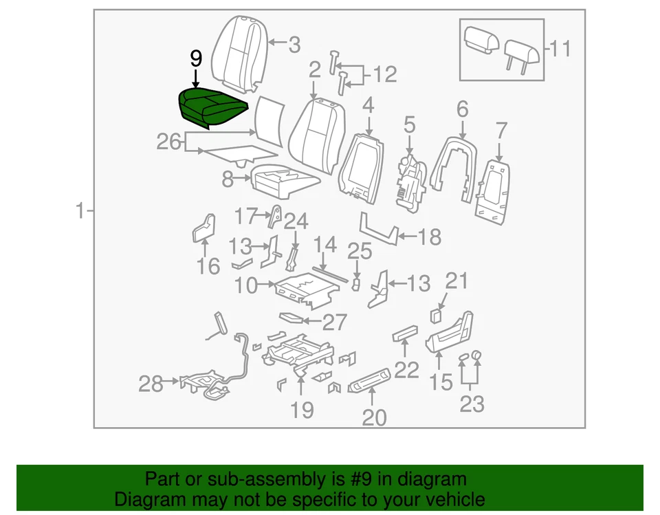 Genuine GM Ebony Driver Seat Cushion Cover 20779849 Foto 4 de 4