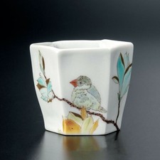 Kutani ware Japan Yamagishi Seiya Guinomi Sake Cup with Magnolia Bird