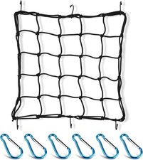 15" x15" Cargo Net, Stretches to 30"x30", Gear Helmet Luggage Thicken Netting wi