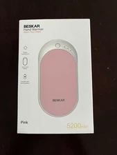 BESKAR Rechargeable Hand Warmer 5200mAh Electric Double-Sided Pink New in Box