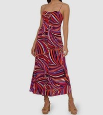 Adrianna by Adrianna Papell Women's Purple Retro Print Sweetheart Dress Size 4