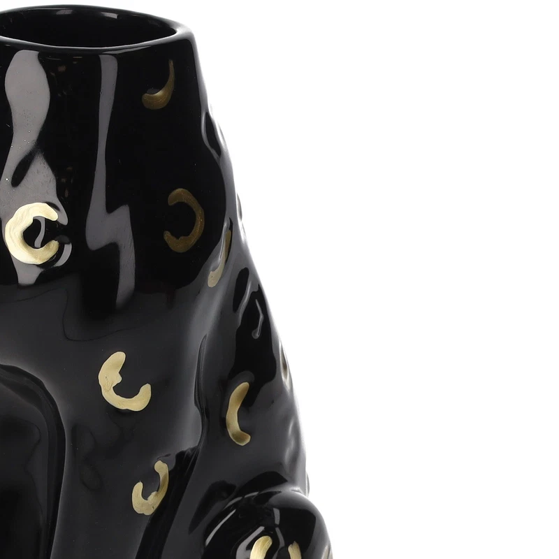 Vaso Pantera Ceramica Nero e Oro Decorativo Portafiori Animale Moderno H 20 cm, fotografia 9 di 9