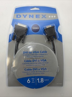 Dynex 6 FT Video DVI to VGA Cable - Male to Male Connectors Brand New Sealed