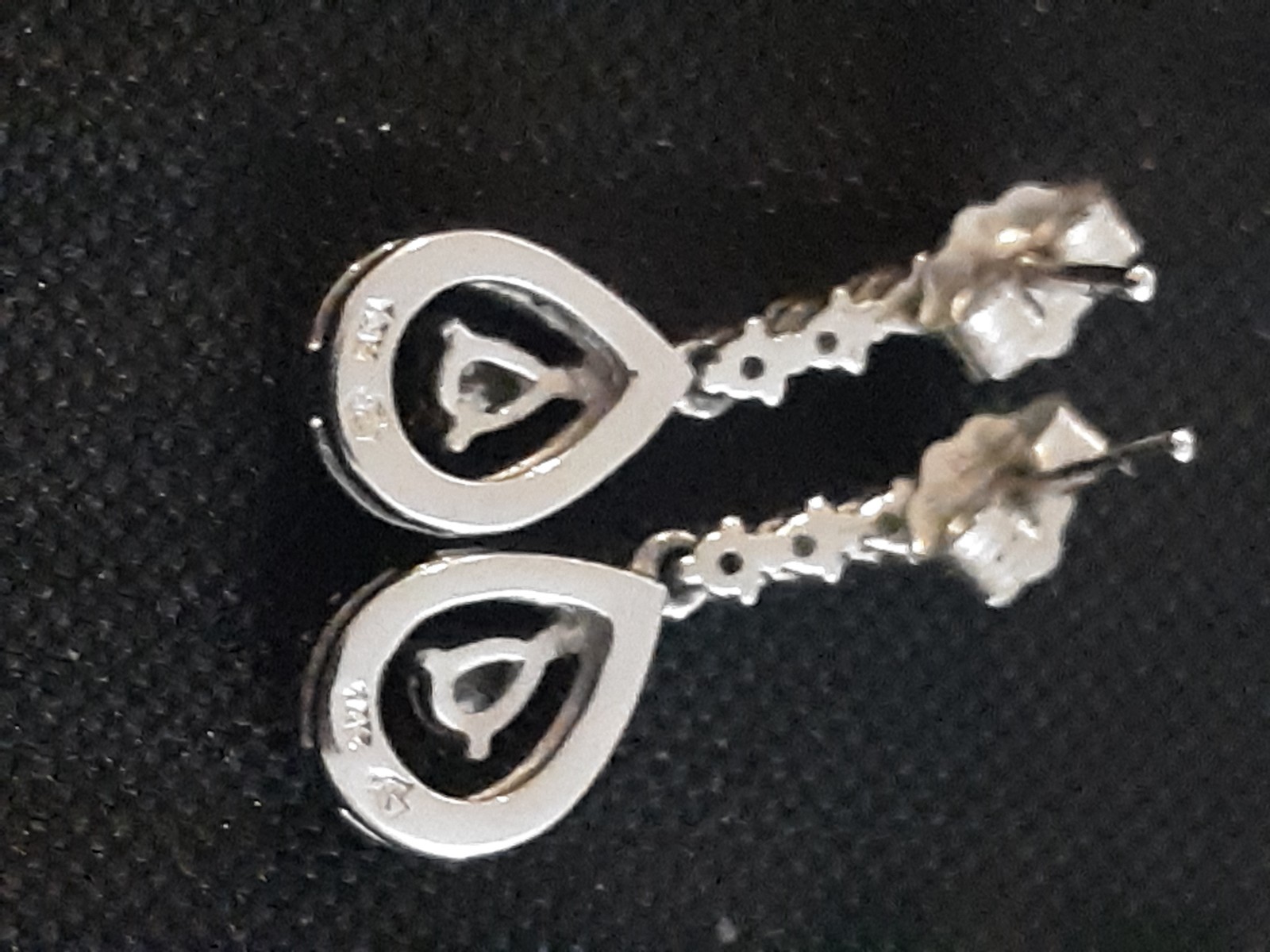 14K Solid White Gold Diamond Dangle Drop Stud Ear… - image 20