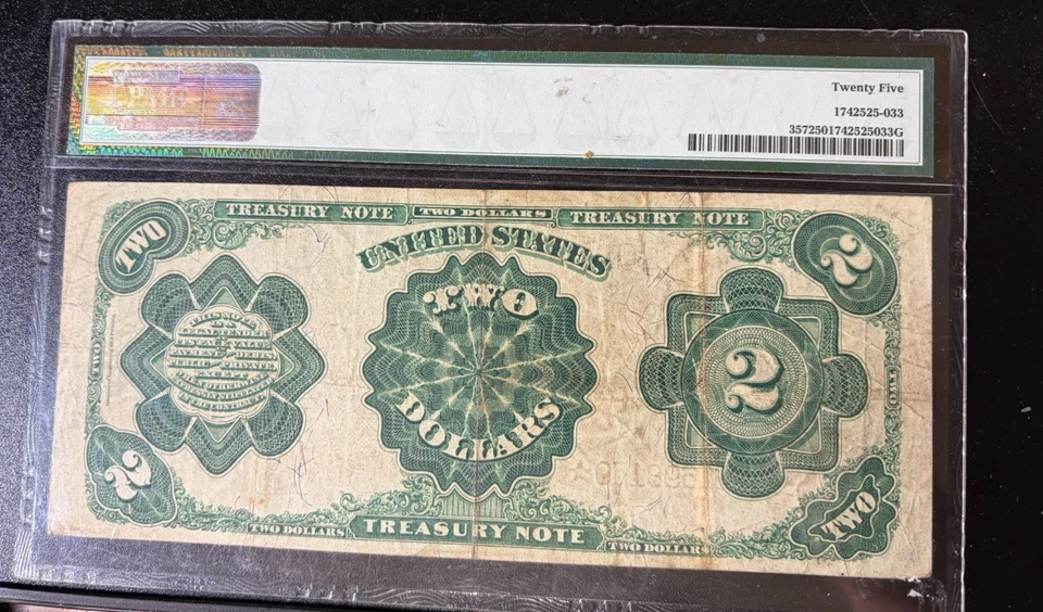 1891 $2 Treasury Note FR# 357  VF-25 PMG Certified - Image 2 of 4