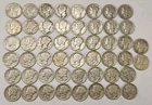 Roll of 50 Silver Mercury Dimes $5 Face Value 90% Silver Coins Mixed Dates  ELM1