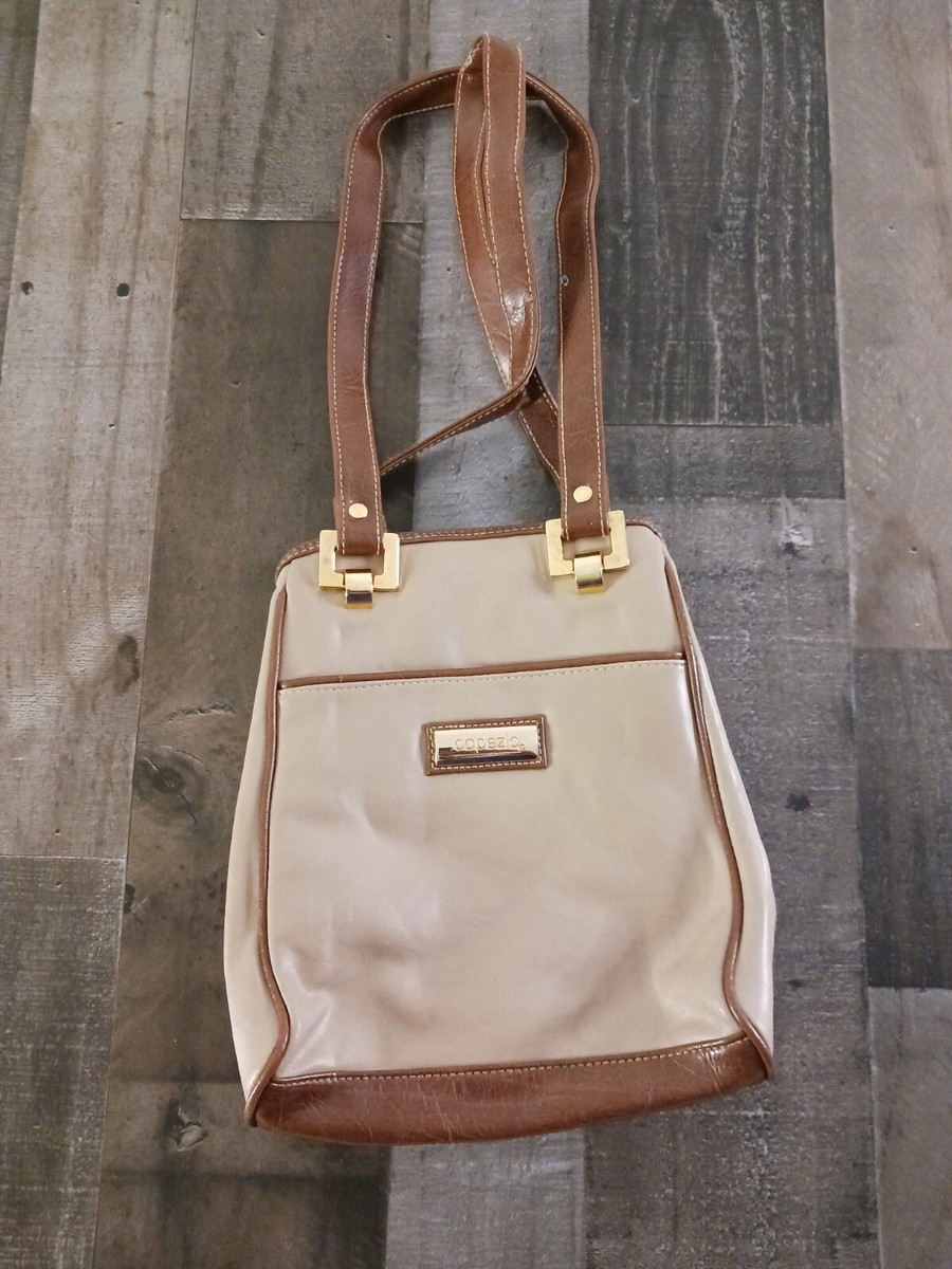 CAPEZIO Italian Leather Cross Shoulder Purse Bag Brown/Tan
